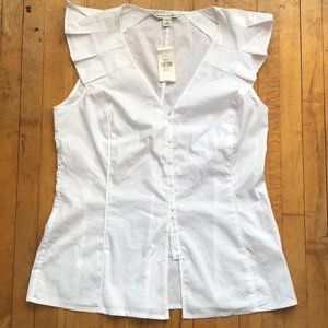 Banana Republic, white, size 10 capped sleeve, button-up shirt